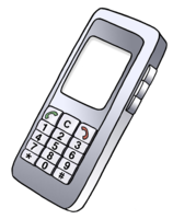 Eine Zeichnung von einem Handy mit Tasten.